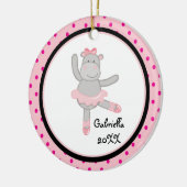 Roze Polka Dot Hippo Ballerina kerstversiering Keramisch Ornament (Links)