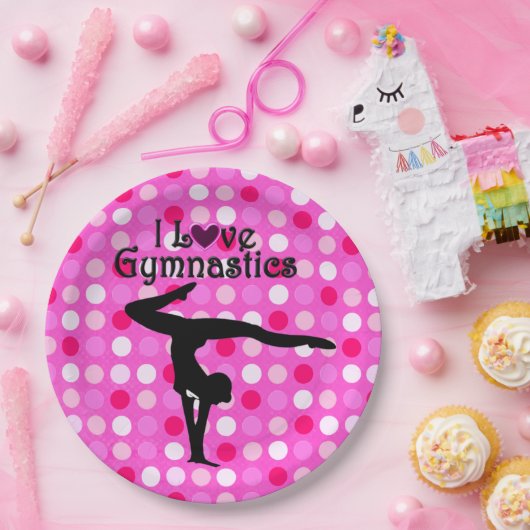 ROZE POLKA DOT IK HOU VAN GYMNASTIEK PAPIEREN BORD (Feest)