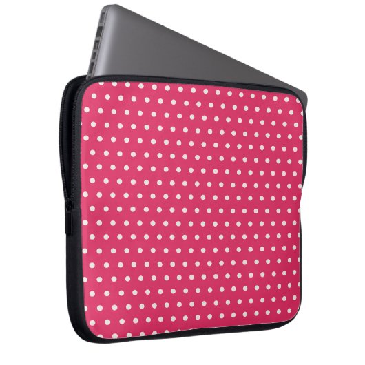 Roze Polka Dot Laptop Hoesje Laptop Sleeve (Voorkant Rechts)