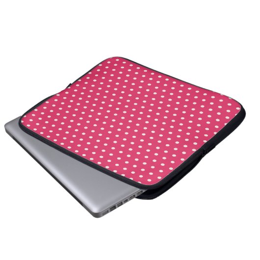 Roze Polka Dot Laptop Hoesje Laptop Sleeve (Voorkant onderkant)