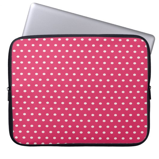 Roze Polka Dot Laptop Hoesje Laptop Sleeve (Voorkant)