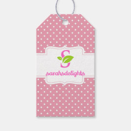 Roze polka-dot logo cadeaulabel