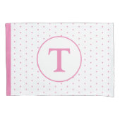 Roze Polka-Dot Meisje Monogram Kussensloop (Voorkant)