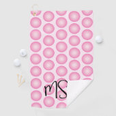Roze Polka Dot Modern Script Monogram Golf Handdoe Golfhanddoek (Insitu)