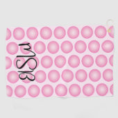 Roze Polka Dot Modern Script Monogram Golf Handdoe Golfhanddoek (Horizontaal)