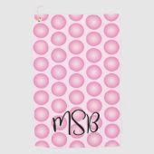 Roze Polka Dot Modern Script Monogram Golf Handdoe Golfhanddoek (Voorkant)