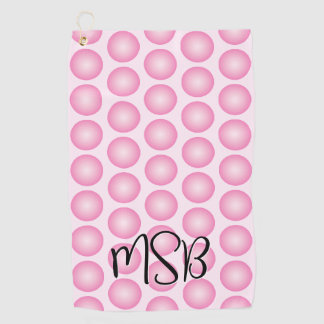 Roze Polka Dot Modern Script Monogram Golf Handdoe Golfhanddoek