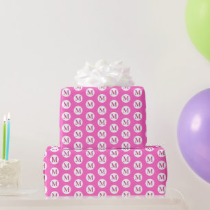 Roze polka dot monogram cadeaupapier