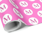 Roze polka dot monogram cadeaupapier (Rol Hoek)