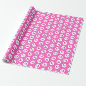 Roze polka dot monogram cadeaupapier (Uitgerold)