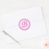 Roze Polka Dot Monogram Initiaal Sticker (Envelop)