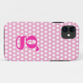 Roze Polka Dot Monogram iPhone Case (Achterkant (horizontaal))