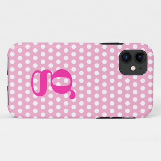 Roze Polka Dot Monogram iPhone Case (Achterkant (horizontaal))
