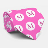 Roze polka dot monogram stropdas (Opgerold)