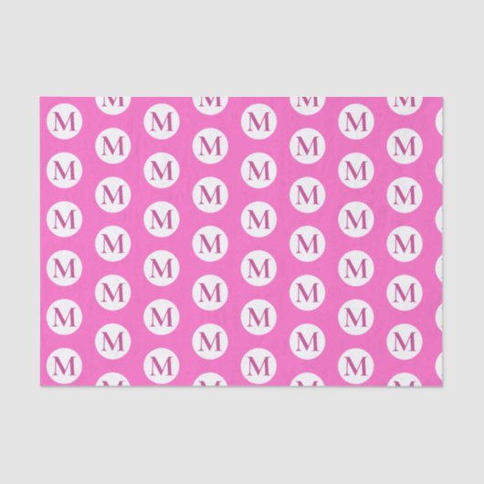Roze polka dot monogram tissuepapier (Voorkant)