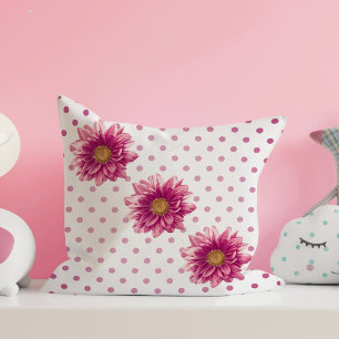 Roze Polka Dot Mums Kussen