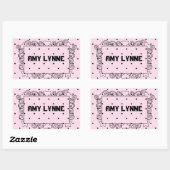 Roze Polka Dot Naam Stickers (Vel)
