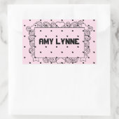 Roze Polka Dot Naam Stickers (Tas)