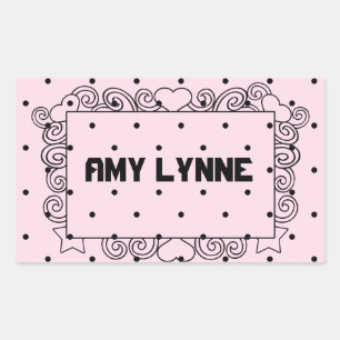 Roze Polka Dot Naam Stickers