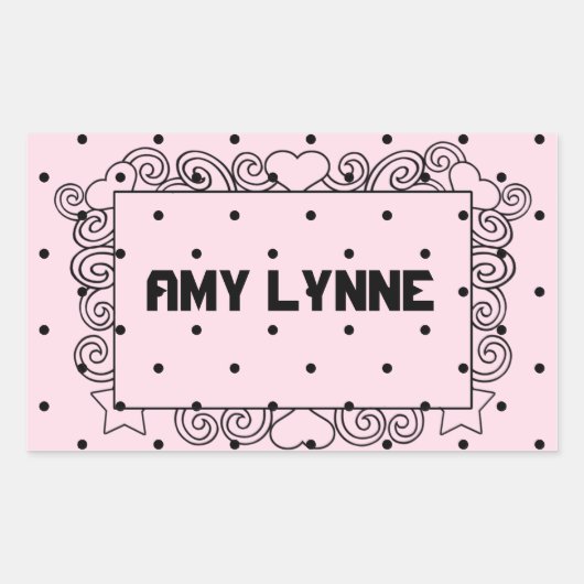 Roze Polka Dot Naam Stickers (Voorkant)