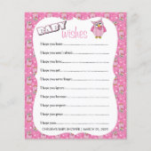 Roze Polka Dot Owl Baby shower Theme Baby Wishes Flyer (Voorkant)