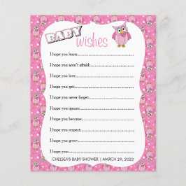 Roze Polka Dot Owl Baby shower Theme Baby Wishes Flyer