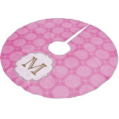 Roze Polka Dot Print Monogram Initialen boomrok Kerstboom Rok (Gekanteld)