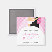 Roze Polka Dot Save the Date Magnets Magneet (Voorkant / Achterkant)