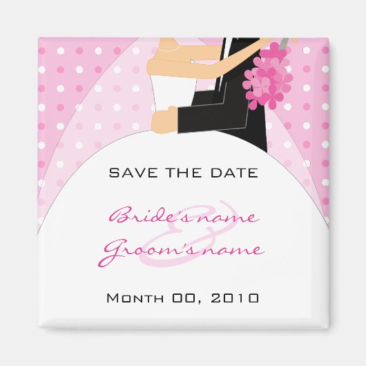 Roze Polka Dot Save the Date Magnets Magneet (Voorkant)