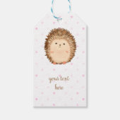 Roze Polka Dot Schattigee Hedgehog Gift Labels Cadeaulabel (Voorkant)