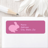 Roze Polka Dot Silhouet Bunny Adresetiketten Etiket (Insitu)