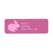 Roze Polka Dot Silhouet Bunny Adresetiketten Etiket (Voorkant)