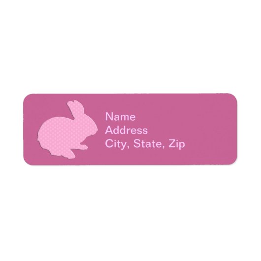 Roze Polka Dot Silhouet Bunny Adresetiketten Etiket (Voorkant)