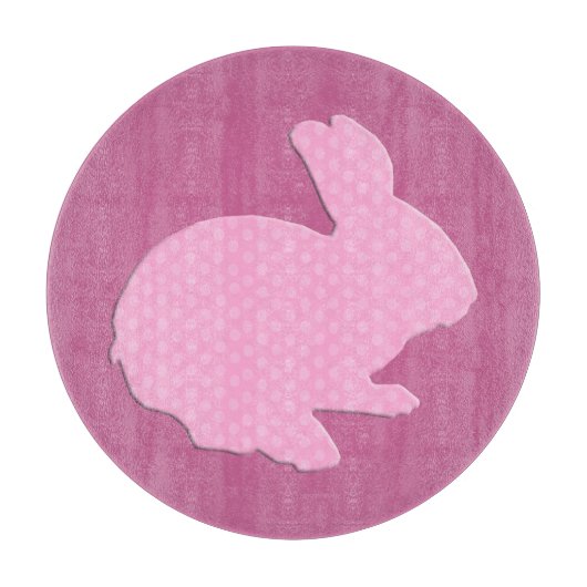 Roze Polka Dot Silhouette Bunny Cutting Board Snijplank (Voorkant)