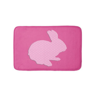 Roze Polka Dot Silhouette Bunny Rabbit Bath Mat