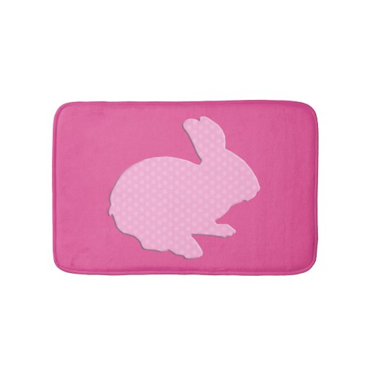 Roze Polka Dot Silhouette Bunny Rabbit Bath Mat (Voorkant)