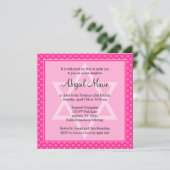 Roze Polka Dot Star van David Bat Mitzvah Square Kaart (Staand voorkant)