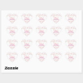 Roze polka dot sticker, baby shower hart sticker (Vel)