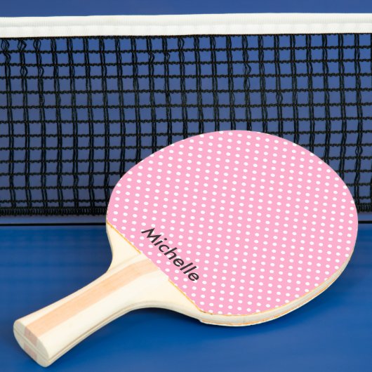 Roze polka dot tafeltennis ping pong paddle tafeltennisbatje (Insitu)