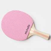 Roze polka dot tafeltennis ping pong paddle tafeltennisbatje (Zijkant)