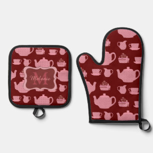 Roze Polka Dot Tea Set Burgundy Persoonlijk