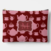 Roze Polka Dot Tea Set Burgundy Persoonlijk Etui (Voorkant)