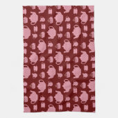 Roze Polka Dot Tea set on Burgundy Theedoek (Verticaal)