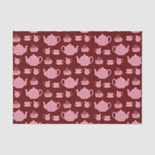 Roze Polka Dot Tea set on Burgundy Tissuepapier