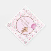 Roze Polka Dot Teddy Bear Balloon Baby shower Servet (Hoek)