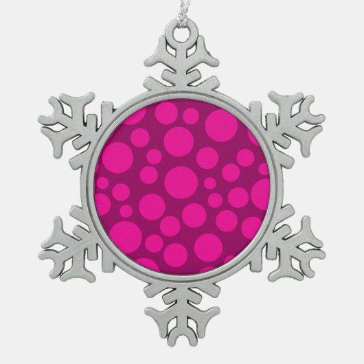 Roze polka dot tin sneeuwvlok ornament (Voorkant)