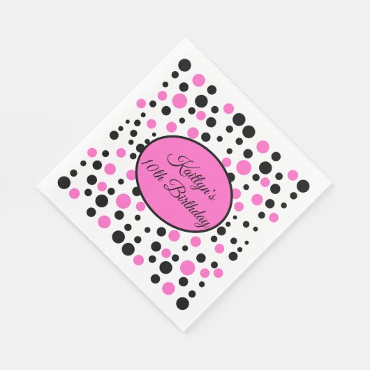 Roze Polka Dot Verjaardag Servet (Hoek)