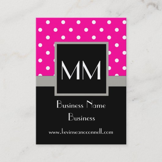 Roze polka dot visitekaartje (Voorkant)