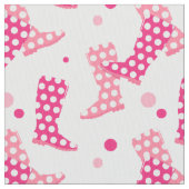 Roze Polka Dot Wellington Boot Pattern Stof (Close Up)