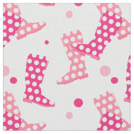 Roze Polka Dot Wellington Boot Pattern Stof